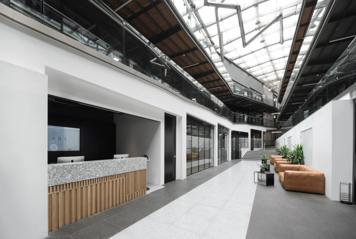 Atrium reception Stunning workspace in Camden, London